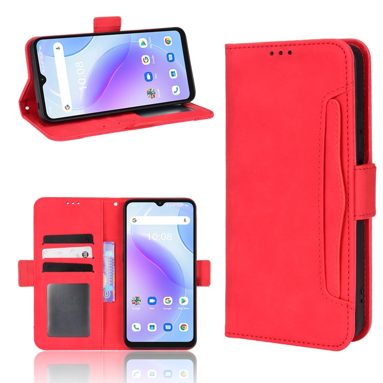 Red leather-pattern phone wallet case with flip cover and card slots
