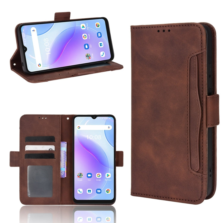 Brown calf-pattern leather folio phone case with magnetic flap and card slots