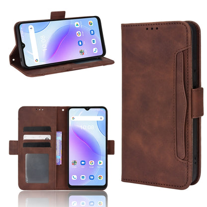 Brown calf-pattern leather folio phone case with magnetic flap and card slots
