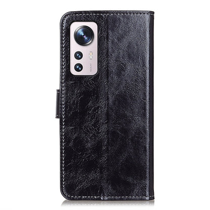 Black Crazy Horse textured leather phone case with camera and speaker cutouts.