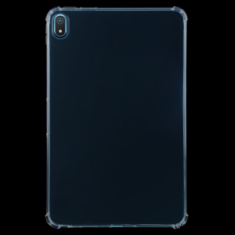 Clear TPU tablet case with precise cutout openings and raised shockproof corners