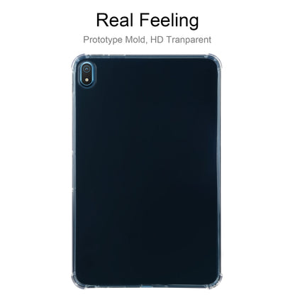 Clear TPU tablet case with snug fit and top-left camera cutout