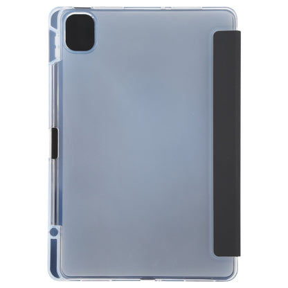 Transparent back leather tablet case with pen slot and folding stand, dark side tab