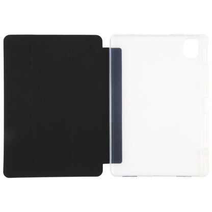 Transparent back leather tablet case with pen slot and flip cover, black and clear