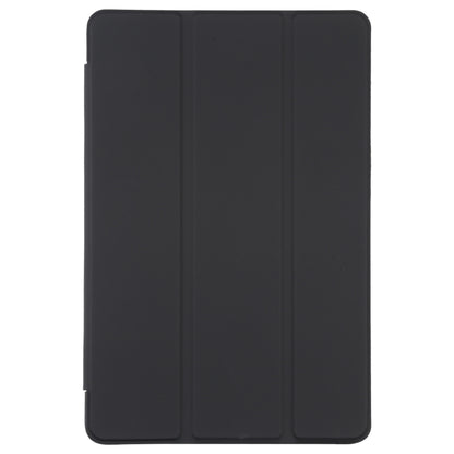 Black three-fold tablet case with smooth back and three panel fold design