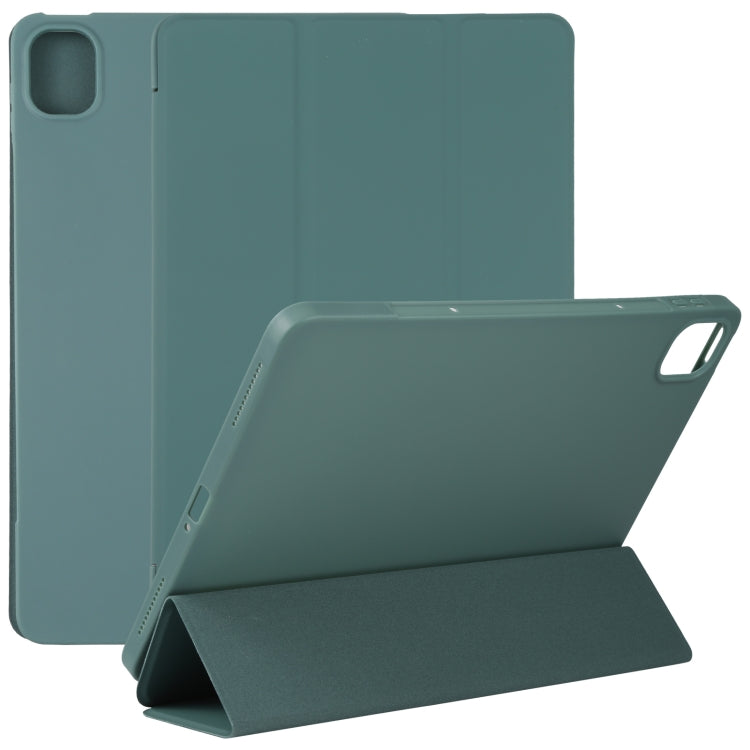 Teal three-fold leather-look tablet case with stand and camera cutout