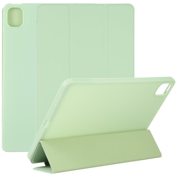 Light green three-fold tablet case with stand and smooth protective cover