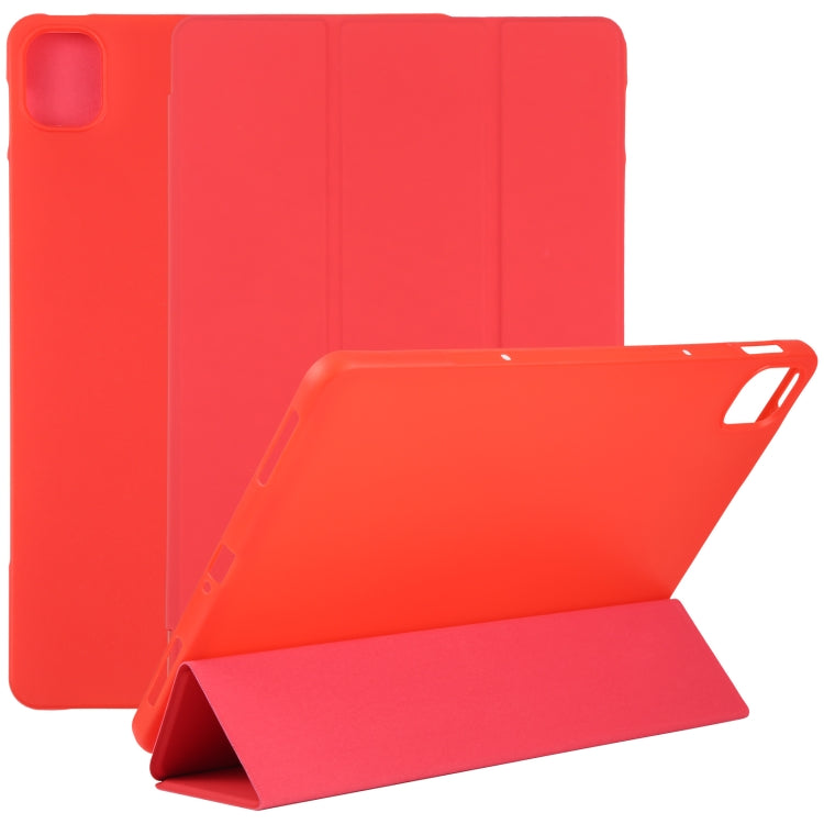 Red three-fold tablet case with stand, leather-style, for Mi Pad 5