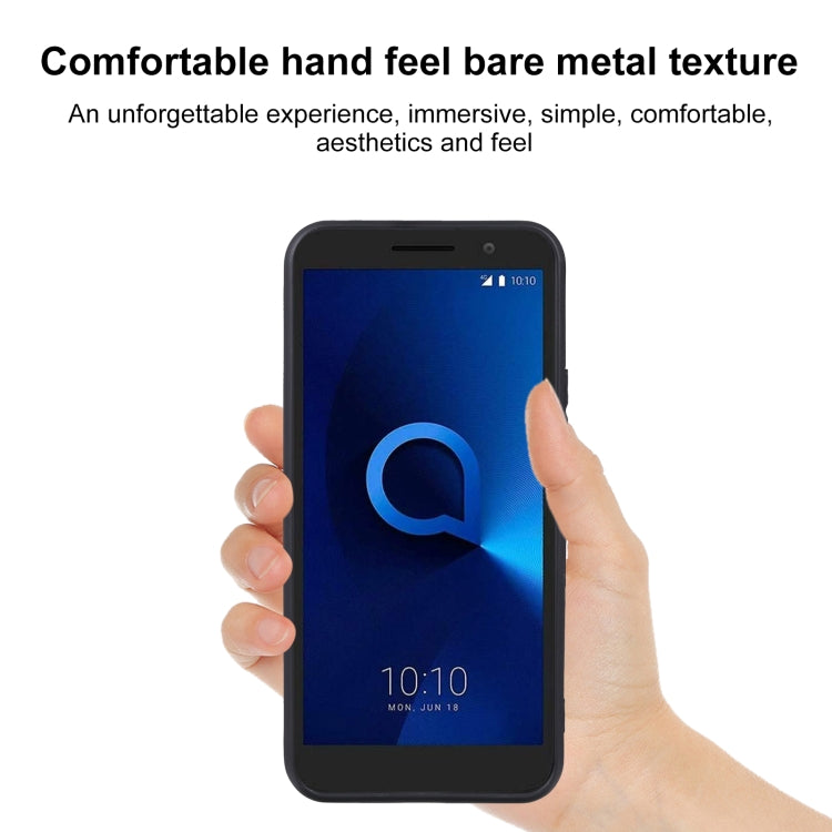 Black TPU phone case on a phone held in hand, showing front cutouts