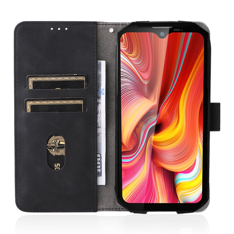 Black PU folio phone case with magnetic buckle, card slots, and phone screen cover