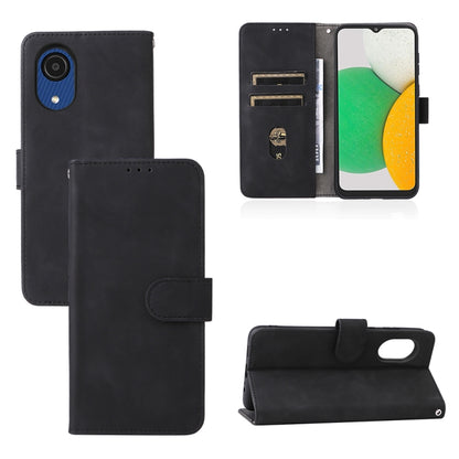 Black PU wallet phone case with magnetic buckle, card slots, and camera cutout.