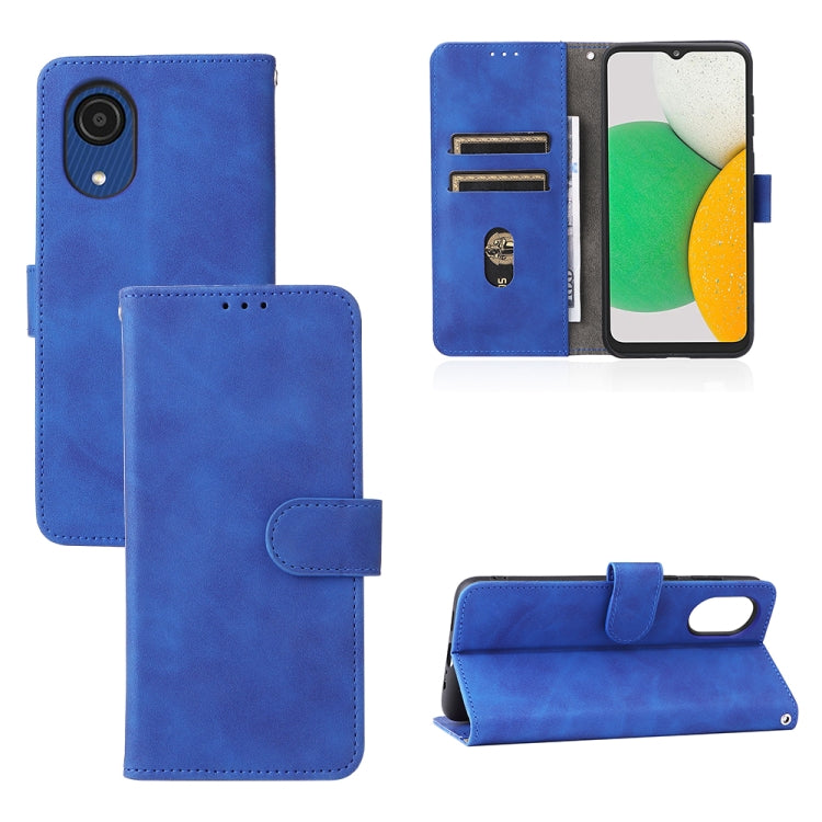 Blue PU wallet phone case with magnetic buckle, card slots, and camera cutout.
