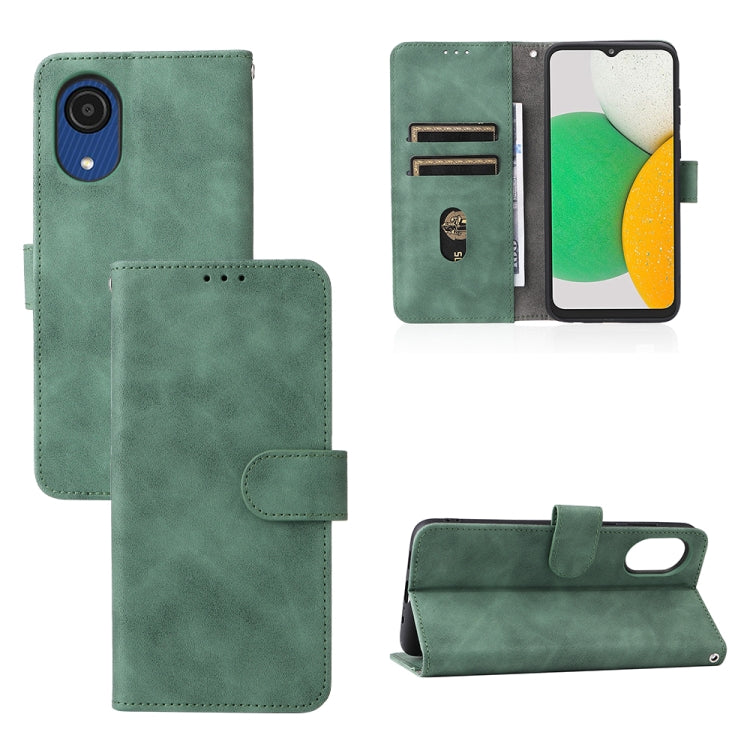 Green PU wallet phone case with magnetic buckle, card slots, and camera cutout.