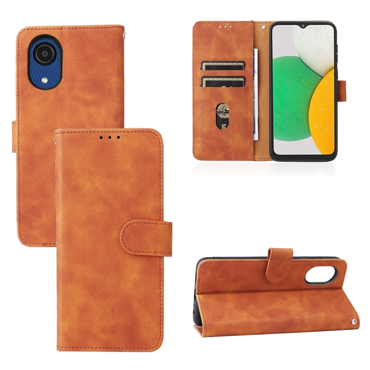 Tan magnetic buckle PU leather phone case with card slots and folio stand