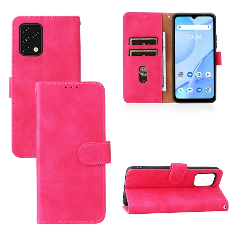 Rose red magnetic buckle PU leather phone case with card slots and folio stand