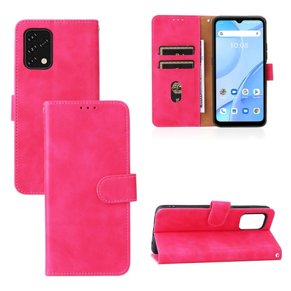 Rose red magnetic buckle PU leather phone case with card slots and folio stand