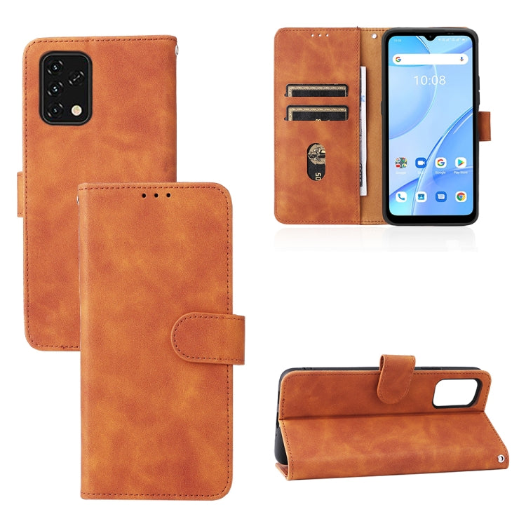 Brown magnetic buckle PU leather folio phone case with card slots and kickstand