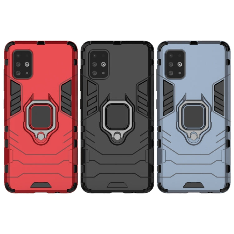 Rugged shockproof phone case set with magnetic ring holder, red black and navy blue