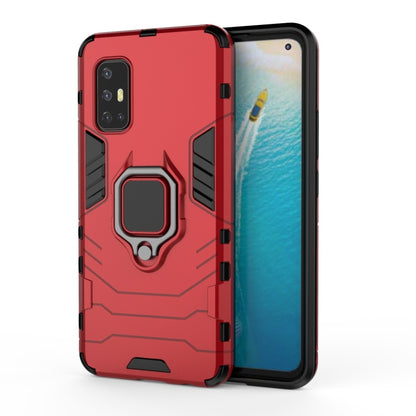 Shockproof phone case with magnetic ring holder, red rugged drop-protection shell