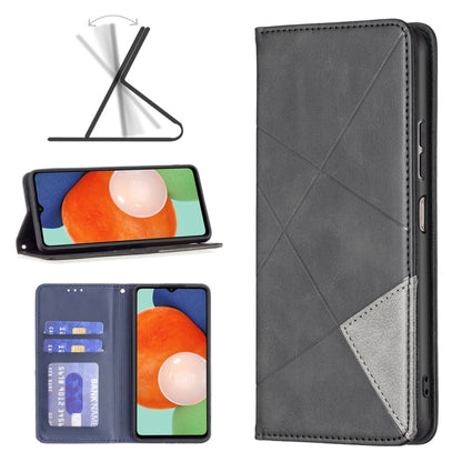 Gray magnetic leather phone case with diagonal stitching, card slot, and flip cover
