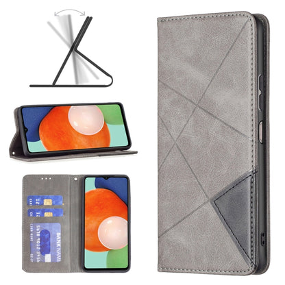 Grey leather folio phone case with diagonal stitching and inner card holder