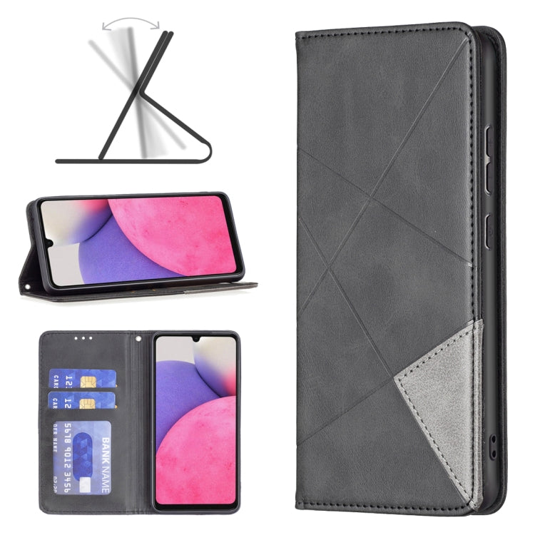 Gray magnetic leather phone case with diagonal stitching, card slot, and flip cover