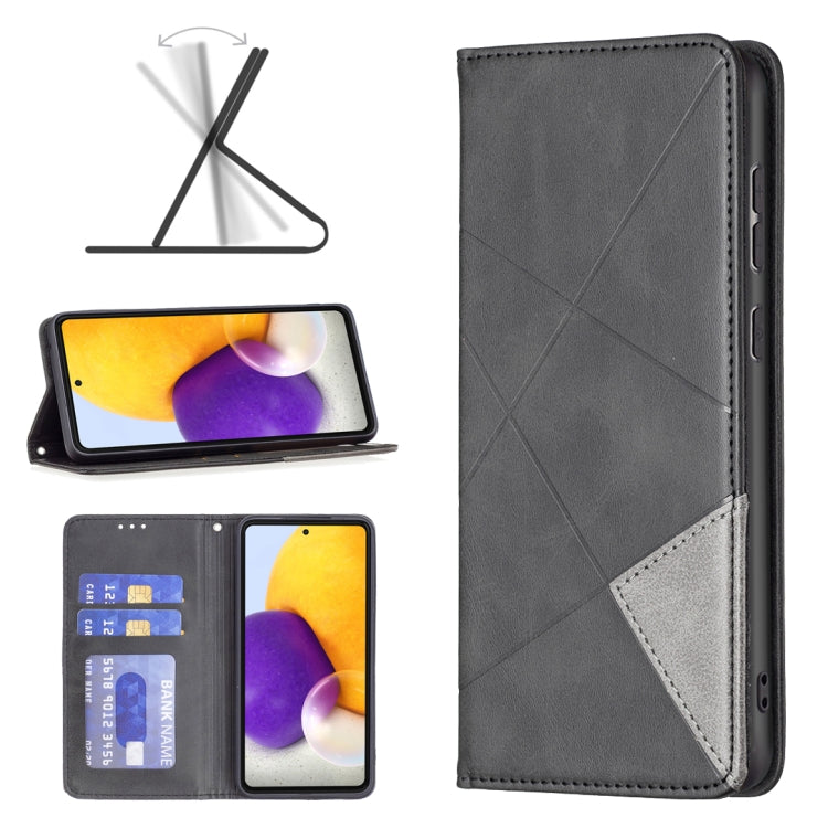 Gray magnetic leather phone case with diagonal stitching, card slot, and flip cover