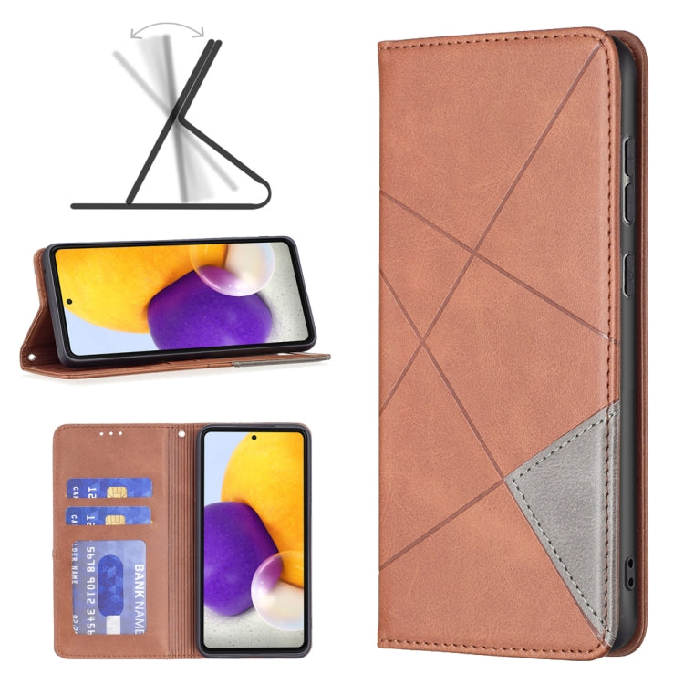 Brown leather folio phone case with diagonal stitching and inner card holder