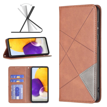 Brown leather folio phone case with diagonal stitching and inner card holder