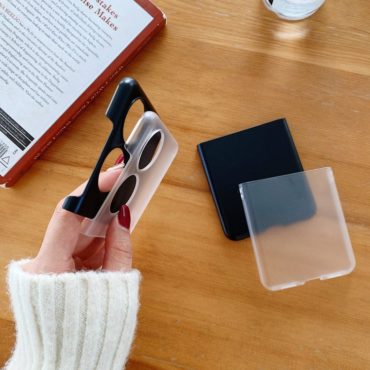 White and black frosted PC folding phone cases with circular cutouts