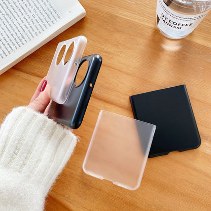 White and black frosted PC folding phone cases with circular camera cutouts