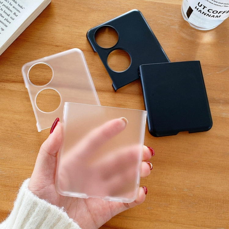 Clear frosted PC folding phone case with two circular cutouts