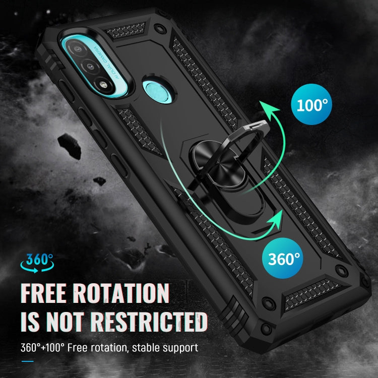 Rugged shockproof phone case with metal ring kickstand, teal accents, black