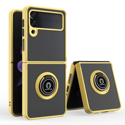 TPU+PC holder phone case with ring stand, gold yellow with black base