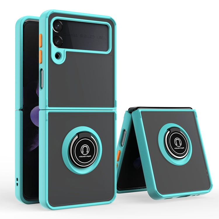 TPU+PC holder phone case with ring stand, light teal with circular grip
