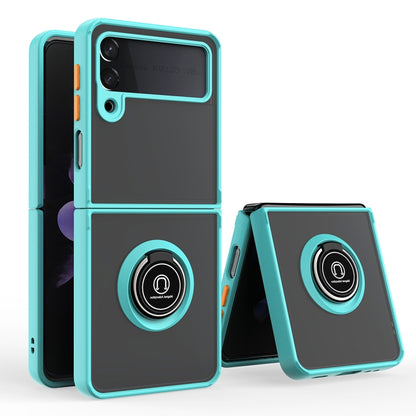 TPU+PC holder phone case with ring stand, light teal with circular grip