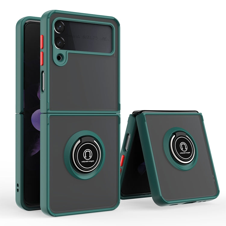 TPU+PC holder phone case with ring stand, teal-green color with circular grip