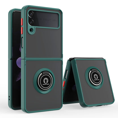 TPU+PC holder phone case with ring stand, teal-green color with circular grip