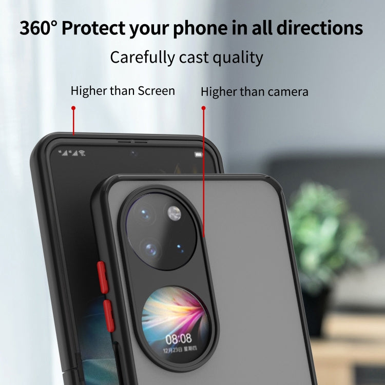Black phone case with ring stand, raised edges, and camera protection
