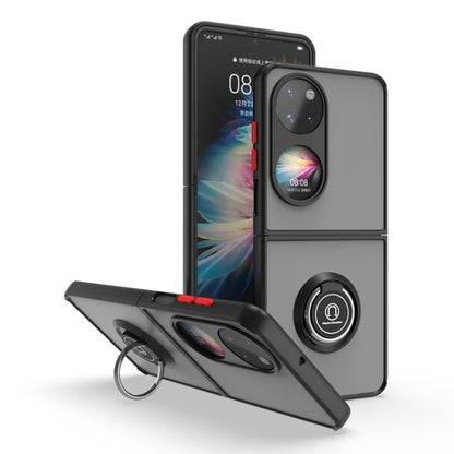 Dark gray phone case with ring stand and red accent stripe on the frame