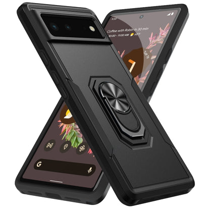 Heavy duty phone case with ring holder, black and dark back shield