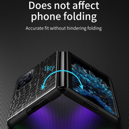 Black crocodile-texture leather folding phone case for OPPO Find N with open hinge clearance