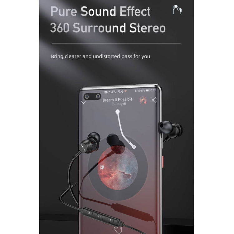 Black wired in-ear earphones with USB-C plug and compact earbuds