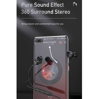 Black wired in-ear earphones with USB-C plug and compact earbuds