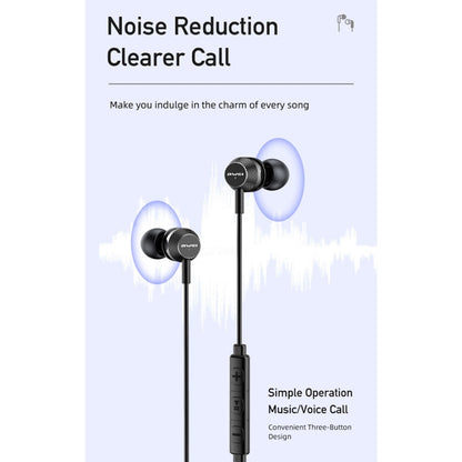 Black wired in-ear earphones with earbuds and inline remote for calls