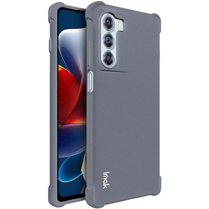 Shockproof TPU phone case, matte grey, slim back with triple camera opening