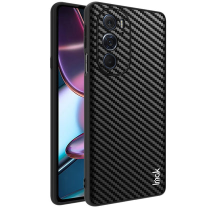 Black carbon-fiber textured phone case with triple camera cutout and side openings