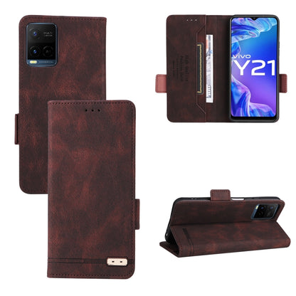 Brown leather wallet phone case with magnetic clasp and card slots