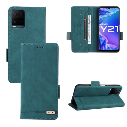 Teal leather wallet phone case with magnetic clasp and card slots