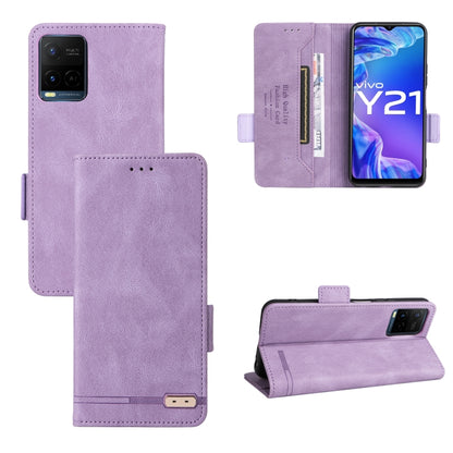 Lavender leather folio phone case with magnetic clasp, card slots, and stand